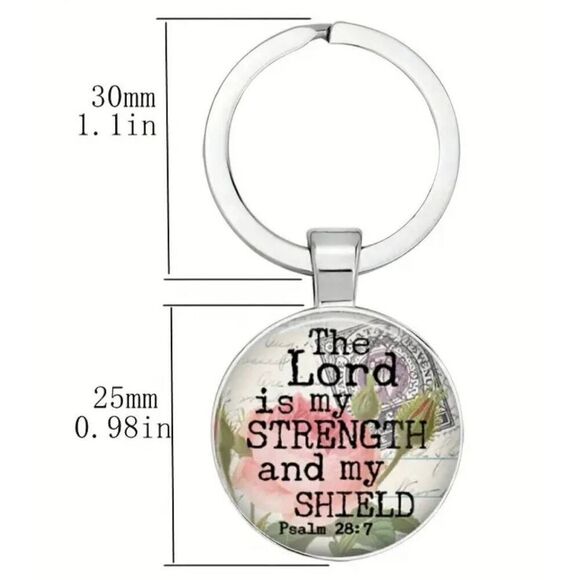 2/$21 Silver Round Ladies Lord is my Strength Faith Keychain - Picture 4 of 6